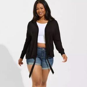 Torrid Super soft hooded Cardigan black lightweight hooded jacket